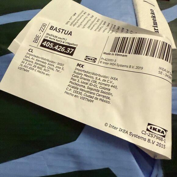 Marimekko IKEA BASTUA Tote Large Blue Green Leaf Pattern Reusable Shopping Tote - Picture 8 of 8